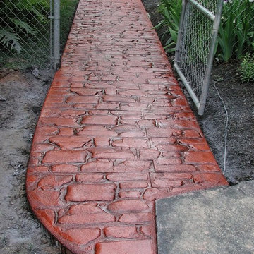 Stamped cobblestone walkway