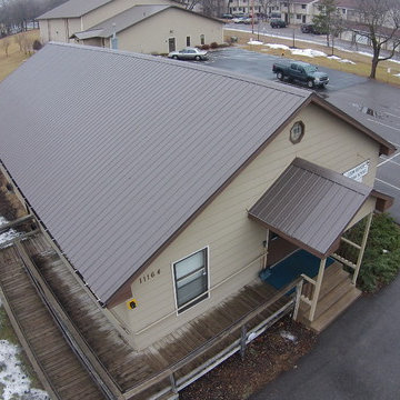 Standing seam Metal Roof on a Church building