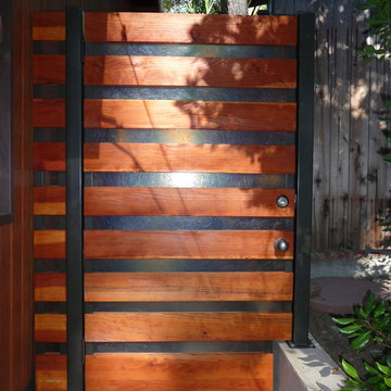 Steel, Wood and Translucent Fiberglass side gate, Hollywood Hills