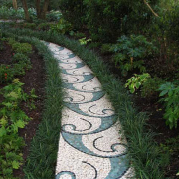 Stone garden path mosaic