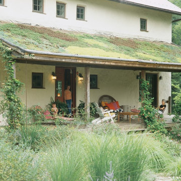 Straw Bale House living roof porch