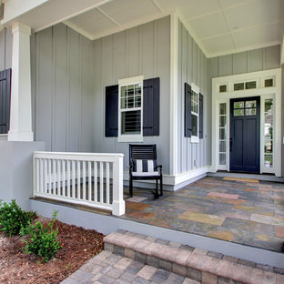 Large transitional gray two-story mixed siding exterior home idea in Jacksonville