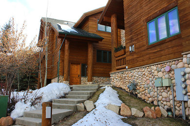 Rustic exterior home idea in Salt Lake City