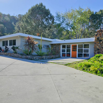 Example of a 1960s one-story exterior home design in San Diego