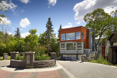 Inspiration for a contemporary exterior home remodel in Edmonton
