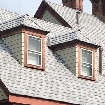 Synthetic Slate Roof; White Cedar Siding - Glastonbury, CT
