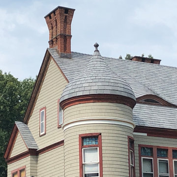 Synthetic Slate Roof; White Cedar Siding - Glastonbury, CT