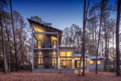 Design ideas for a contemporary house exterior in Atlanta.