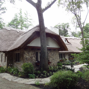Thatched Roof Home in MA Featuring Boston Blend Round Thin Veneer Siding