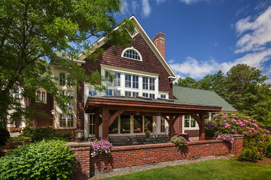 Traditional three-story wood gable roof idea in Portland Maine
