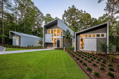 Gray two-story house exterior idea in New Orleans