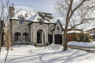 Transitional gray house exterior photo in Toronto