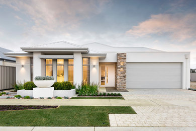 Design ideas for a beach style house exterior in Perth.