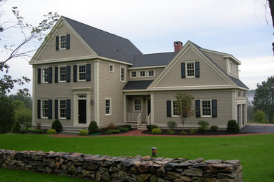 Inspiration for a mid-sized timeless gray two-story wood exterior home remodel in Boston