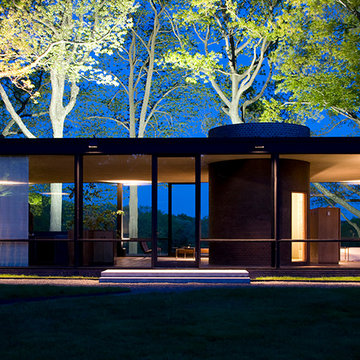 The Glass House at dawn.