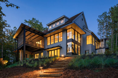 Inspiration for a rustic two-story house exterior remodel in Other