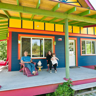 Eclectic multicolored wood exterior home photo in Melbourne