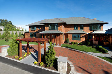 Example of a transitional exterior home design in Boston