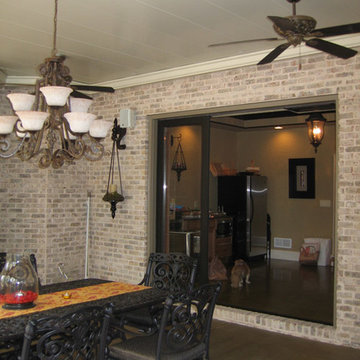 Outdoor dining, Sconces, Fans and Chandelier