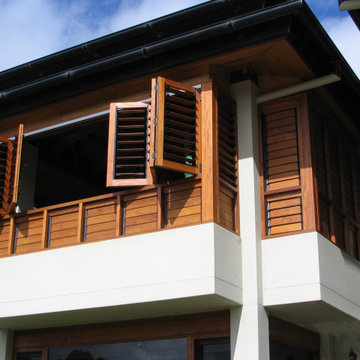 Timber louvre bi-fold windows - Balinese Style