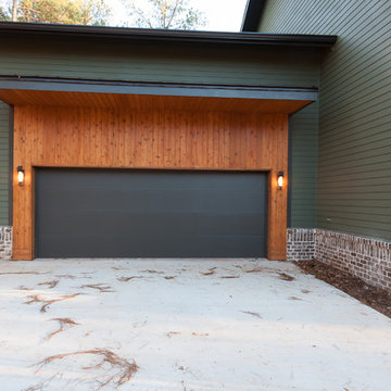 Tongue-and-groove cedar planked accent wall