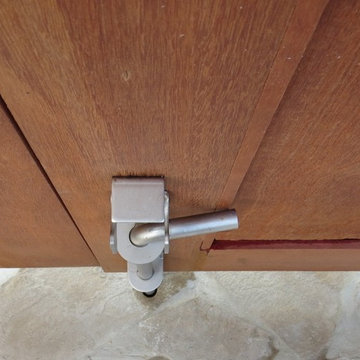 Top View of 18" Marine Grade Stainless Steel Cane Bolt on Double Courtyard Entry