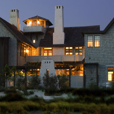 Large traditional two-story wood exterior home idea in Birmingham