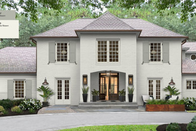 Large traditional two-story mixed siding house exterior idea in Atlanta