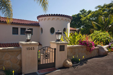This is an example of a mediterranean house exterior in Santa Barbara.