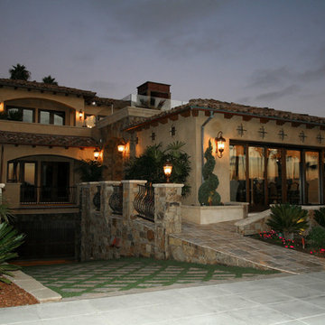 Traditional Tuscan Driveway and Exterior View