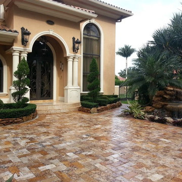 Travertine Driveway Sealed with Cobble Loc