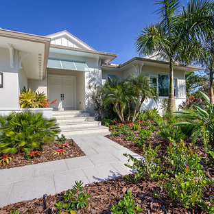 75 Beautiful Coastal Exterior Home with a Clipped Gable Roof Pictures ...