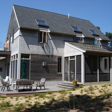 Truro Vacation Home, back elevation, decks and screened porch