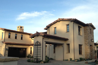 Example of a tuscan exterior home design in Santa Barbara