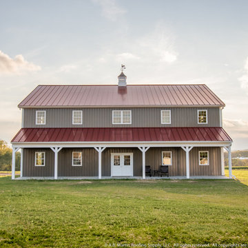 Two Story Pole Barn with Colonial Red ABSeam Roof and Charcaol ABM Panel Sides