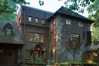 Design ideas for a traditional brick house exterior in Philadelphia.