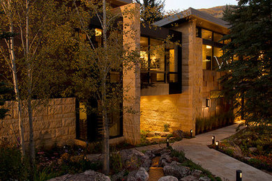 Large contemporary exterior home idea in Denver
