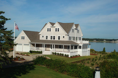 This is an example of a beach style house exterior in Boston.