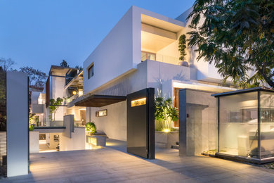 This is an example of a modern house exterior in Hyderabad.