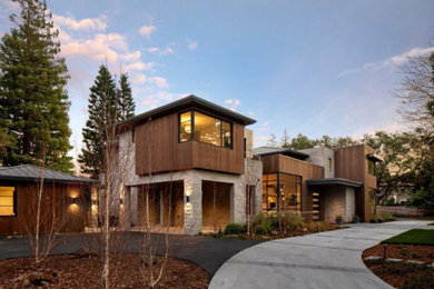 Modern gray stone house exterior idea
