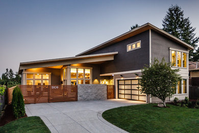 Contemporary two-story exterior home idea in Seattle