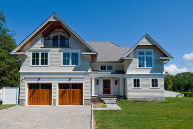 This is an example of a nautical house exterior in New York.