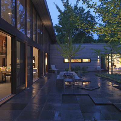 Trendy wood exterior home photo in Baltimore