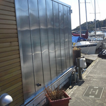 Zinc siding on house boat, Lake Union, Seattle