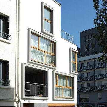 Petit immeuble d’angle, ZAC du Mail, Rennes : façade d'entrée