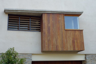 Idée de décoration pour une façade de maison champêtre.