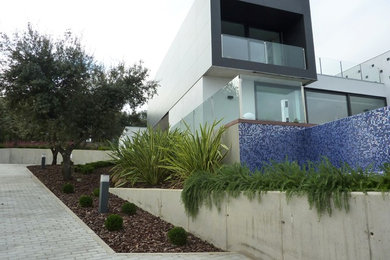 Idées déco pour une façade de maison contemporaine.