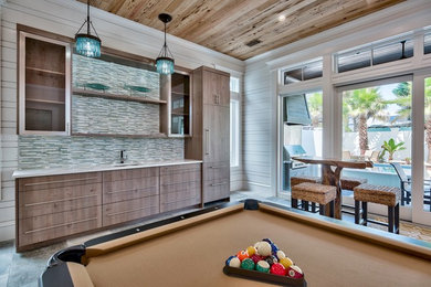 Photo of a beach style games room.