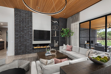 Example of a trendy family room design in Phoenix