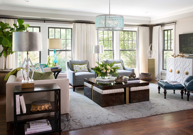 Transitional Family Room by Laura Lee Home